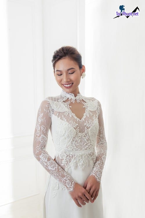 Áo dài, Áo Cưới Đẹp Tuy Hoà Phú Yên ren trắng tinh khôi theo phom dáng váy cưới