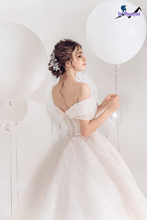 Váy cưới, Áo Cưới Đẹp Tuy Hoà Phú Yên hồng pastel xòe bồng cho cô dâu hạ thu